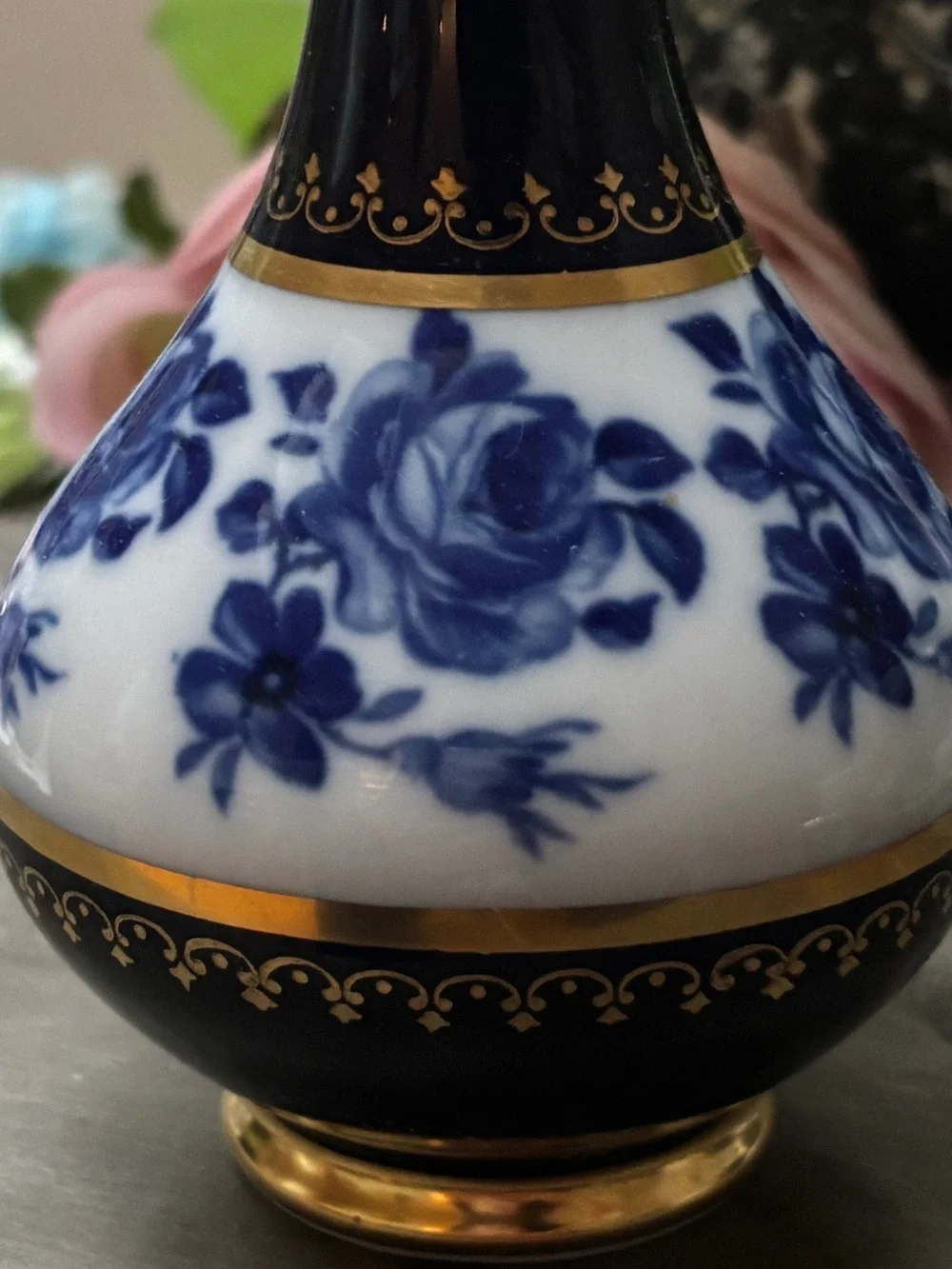 Vintage Cobalt Vase with Gold Accents, Royal Porzellan Bavaria KPM